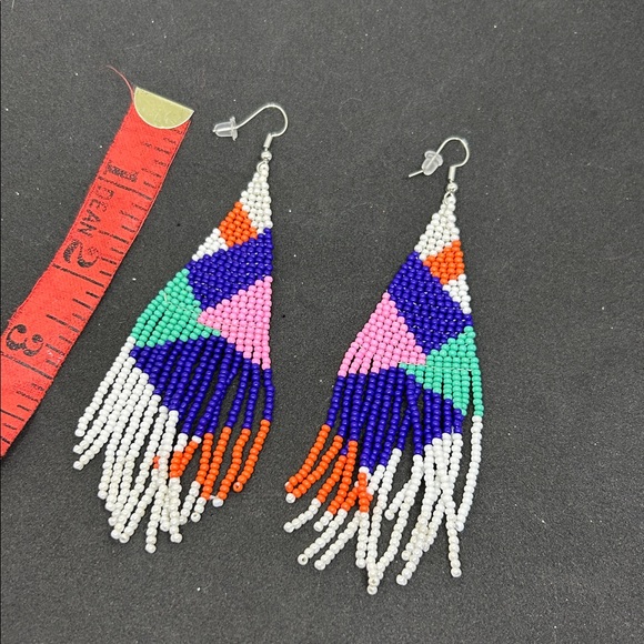 Seed Beaded Dangle Earrings - Picture 2 of 2